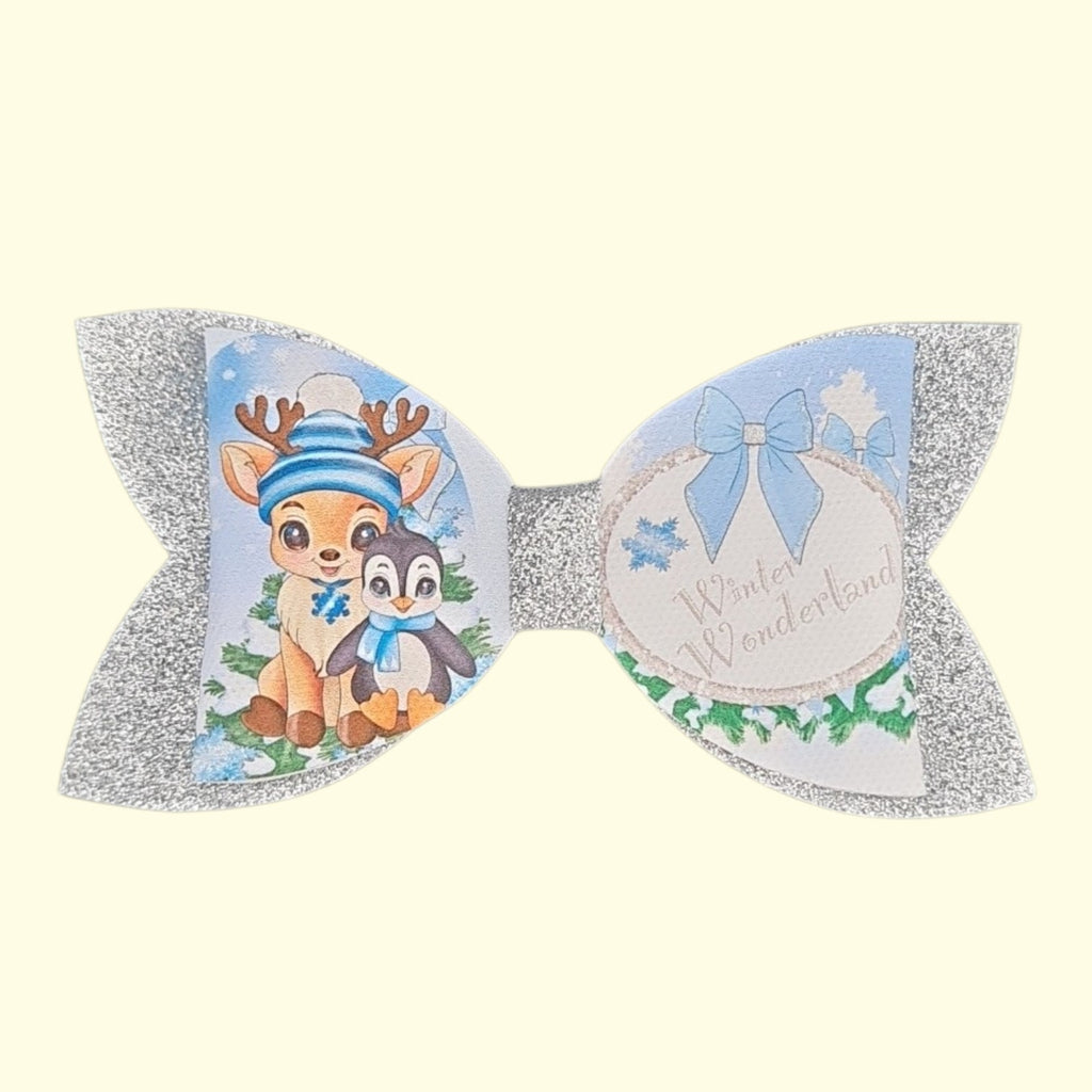 Blue Reindeer Standard Hair Bow