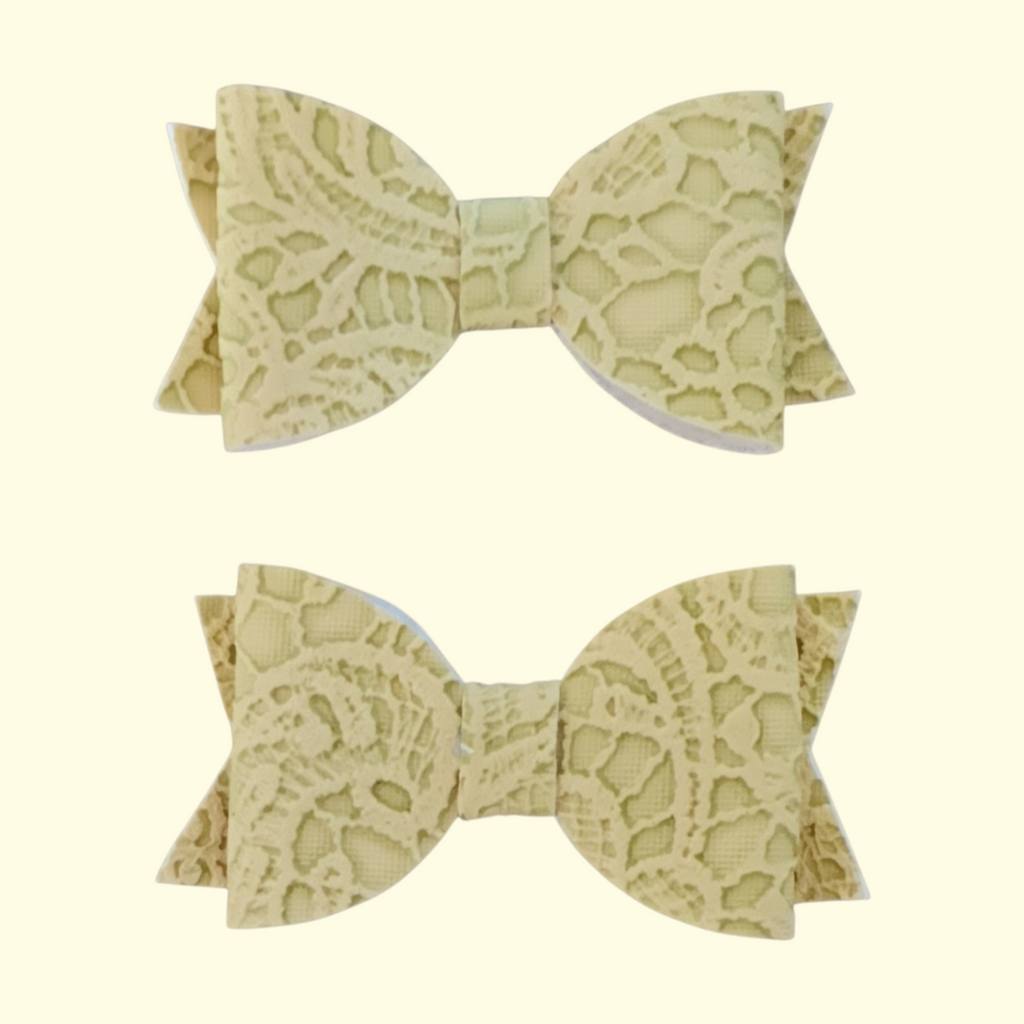 Lace Yellow Hair Bow x2