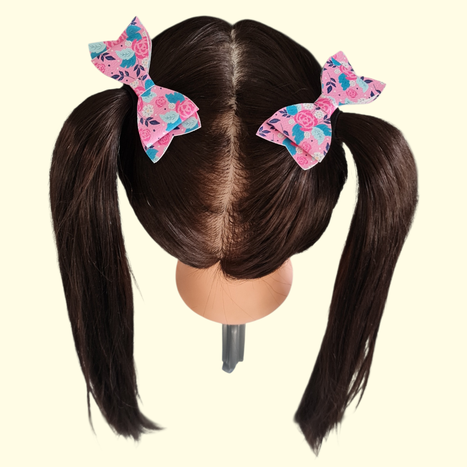 Floral Bright Pink Hair Bow x2