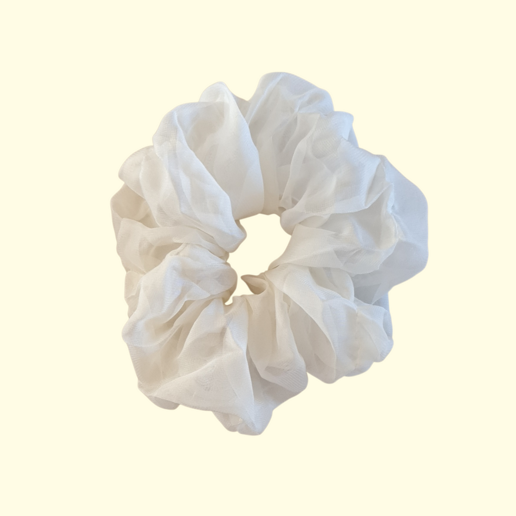 Puff White Hair Scrunchie