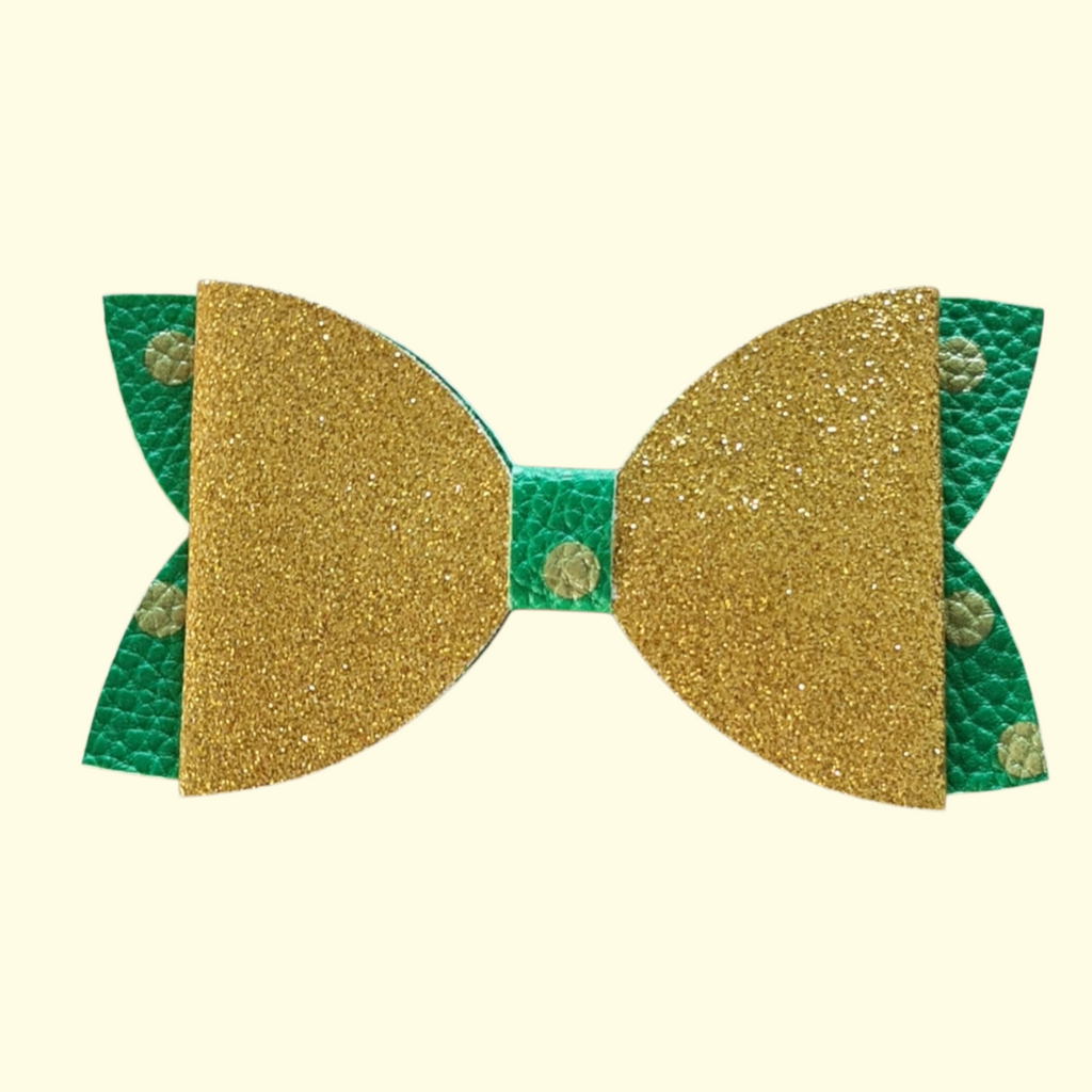 Gold and Green Hair Bow