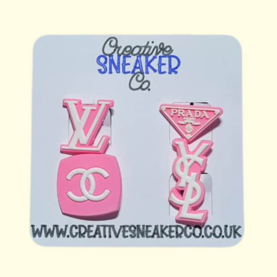 Pink Designers Crocs Charms x4