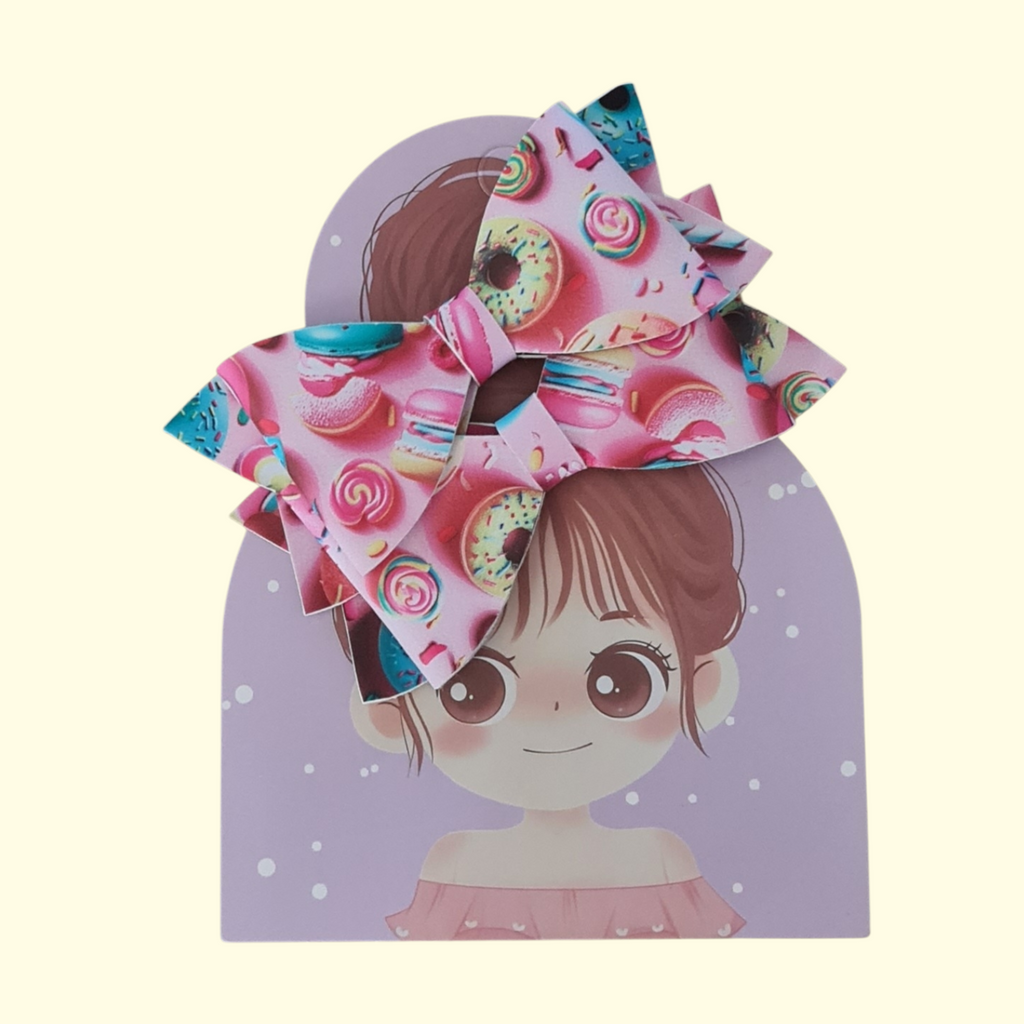 Donut Pink Hair Bow x2