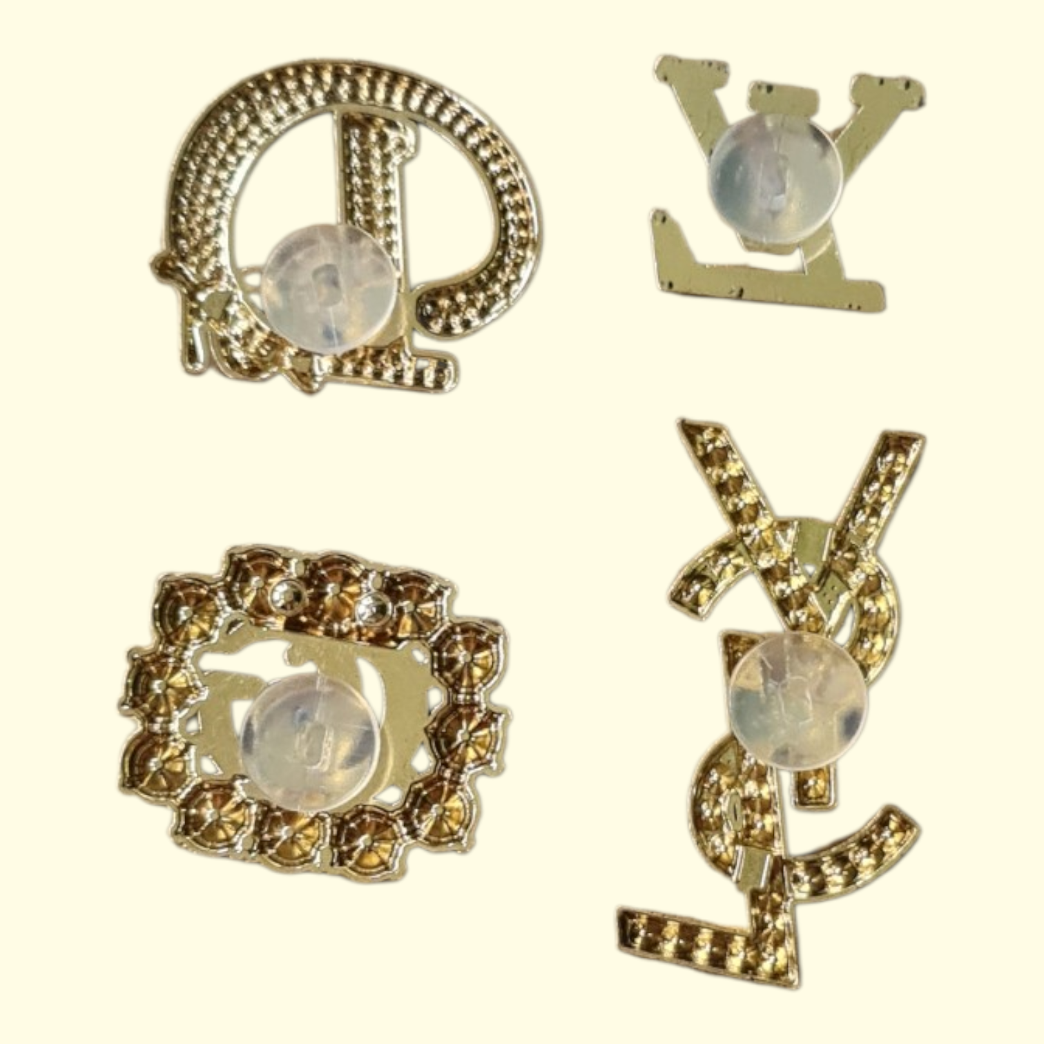 Gold Bling Designers Crocs Charms x4