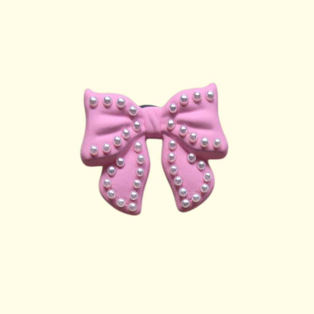 Pink Pearl Bow Bling Crocs Charms x4