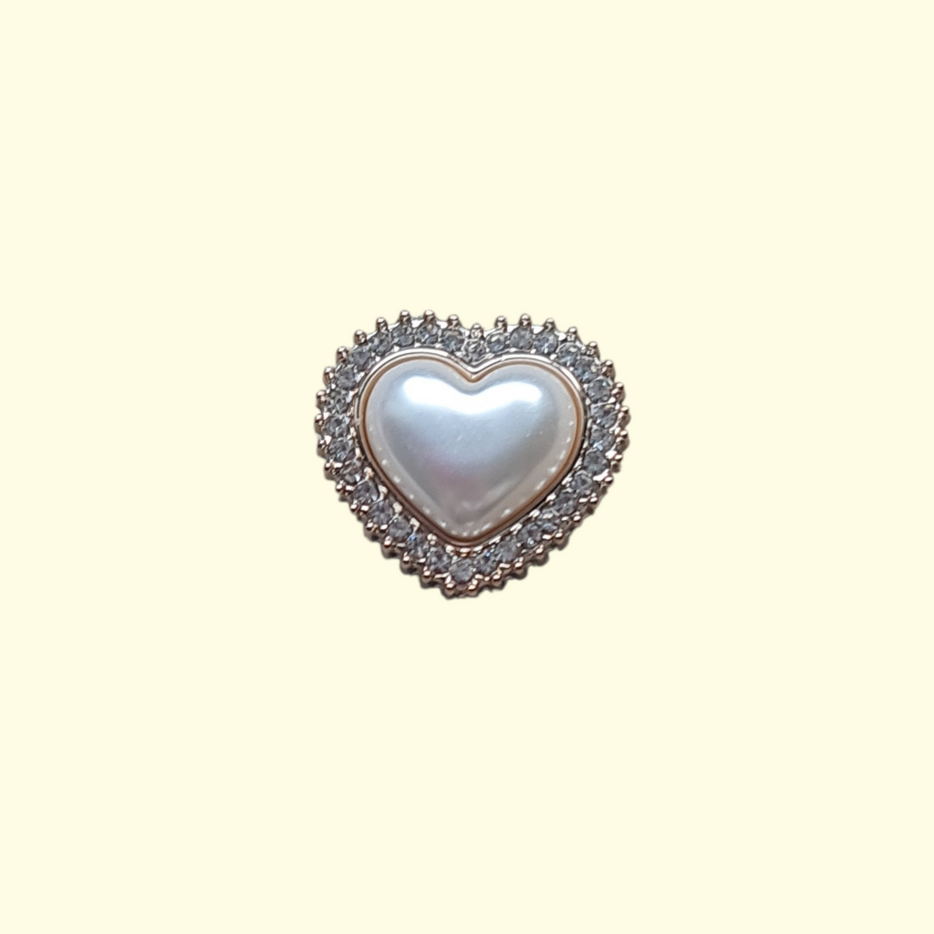 Gold Pearl Heart Crocs Charms x4