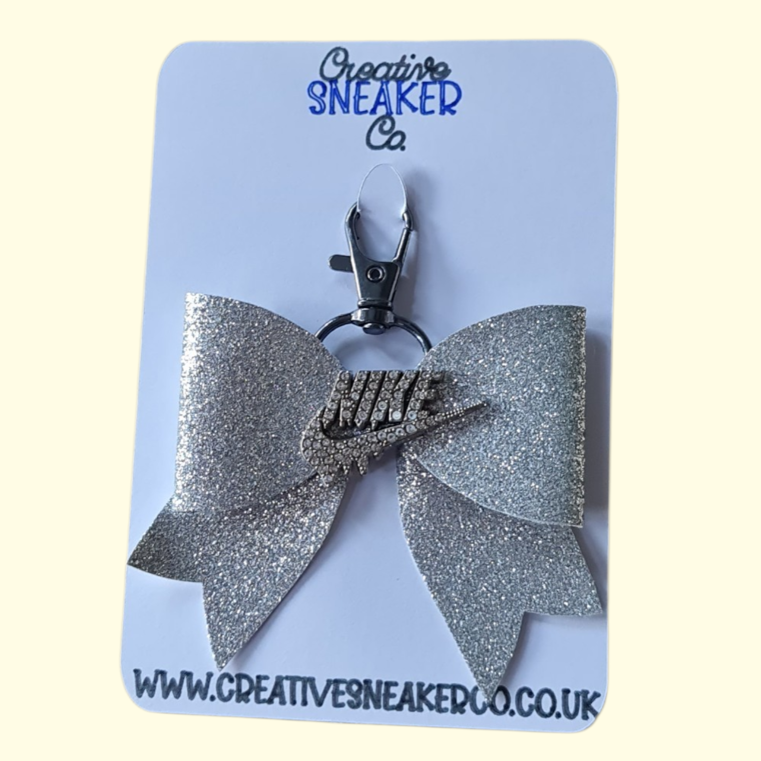 Silver Glitter Silver Nike Swoosh Bag Charm