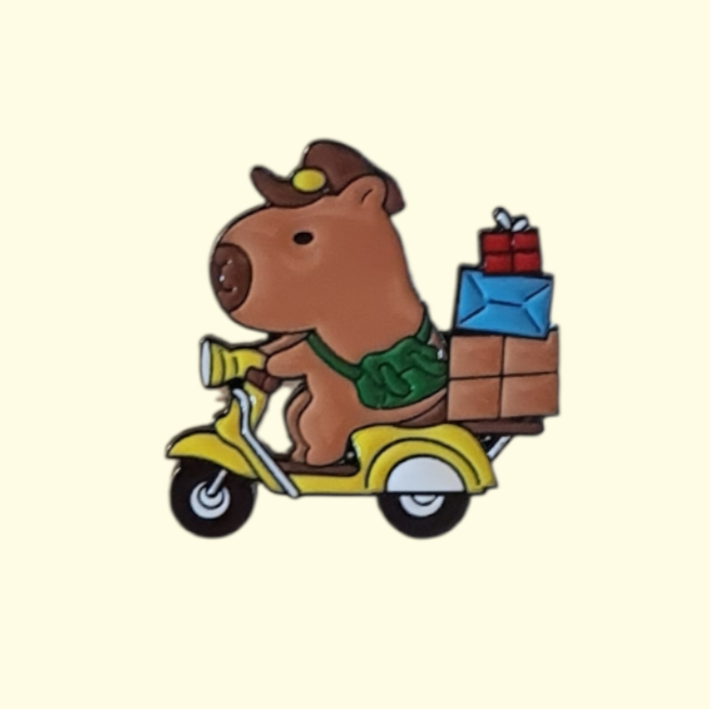 Capybara Moped Pin Badge