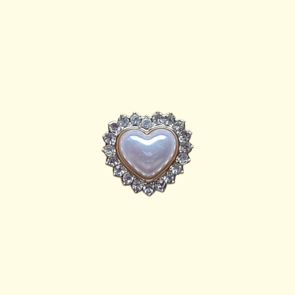 Gold Pearl Heart Crocs Charms x4