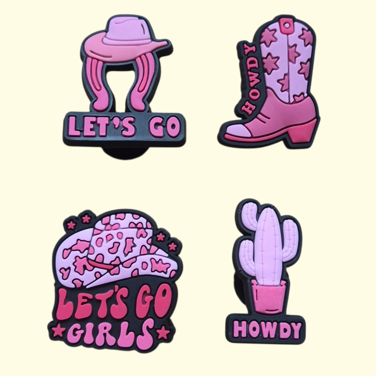 Pink Cowgirl Crocs Charms x4