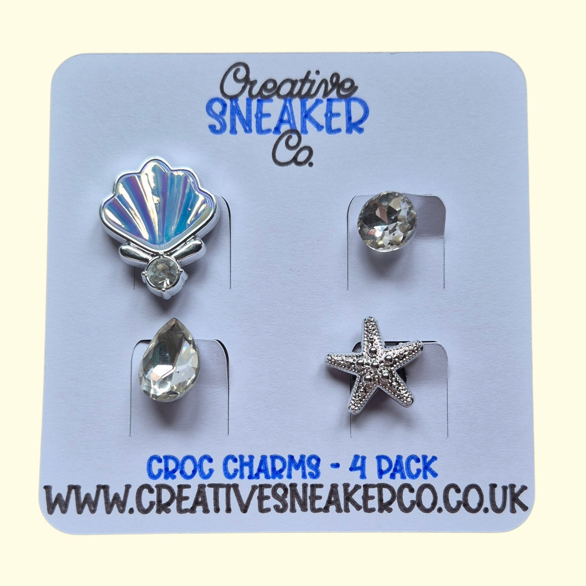 Silver Bling Seashell Crocs Charms x4