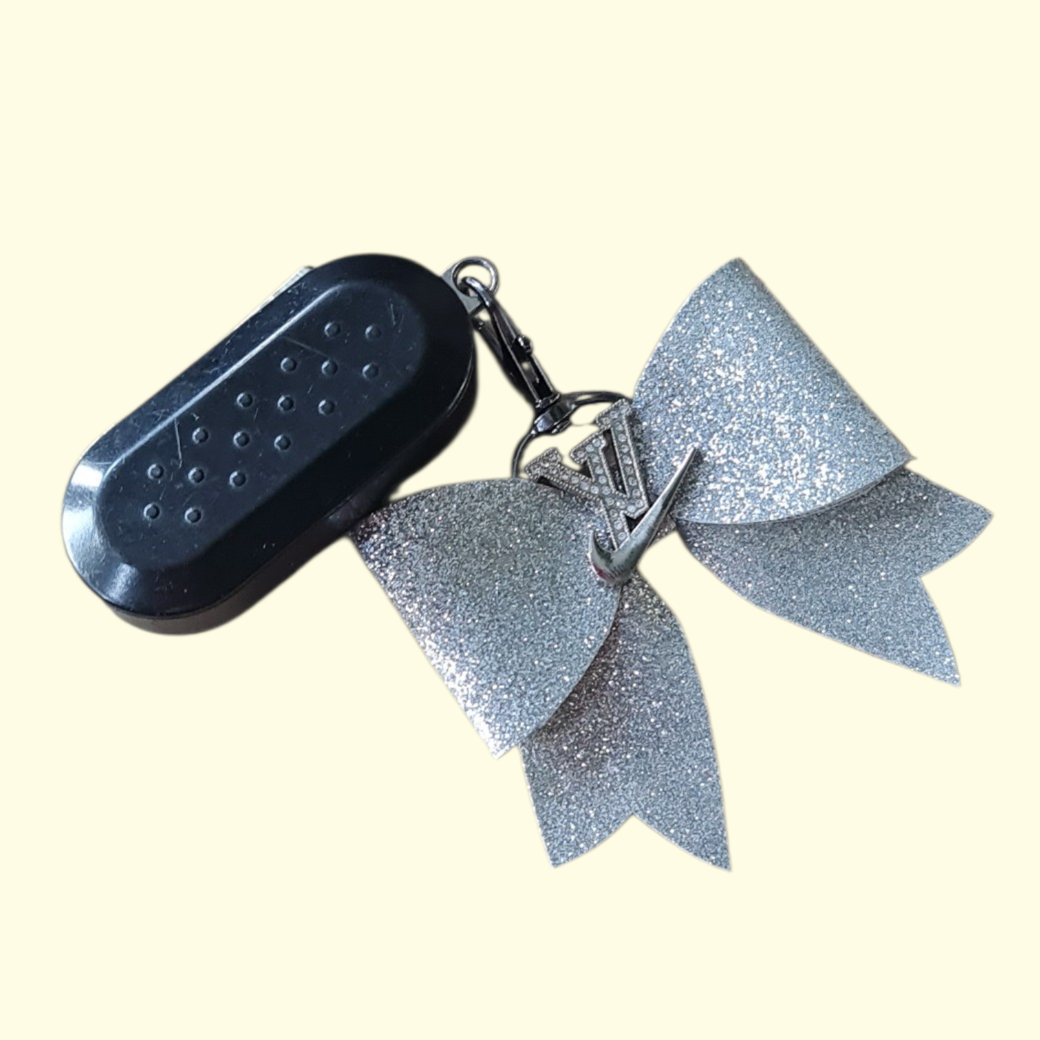 Silver Glitter Silver LV Swoosh Bag Charm