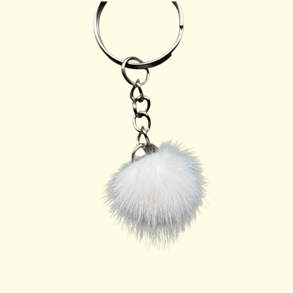 Pom Pom White Keyring