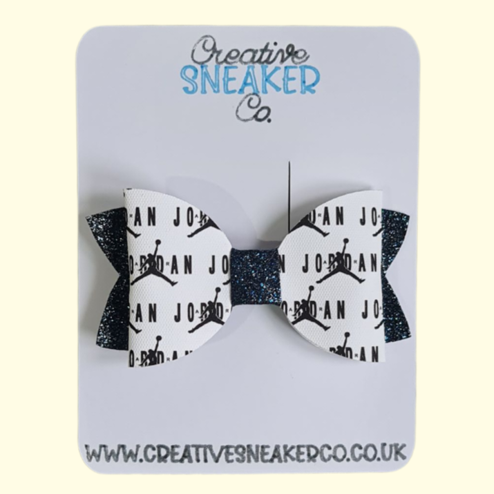 Jumpman Navy Glitter Hair Bow