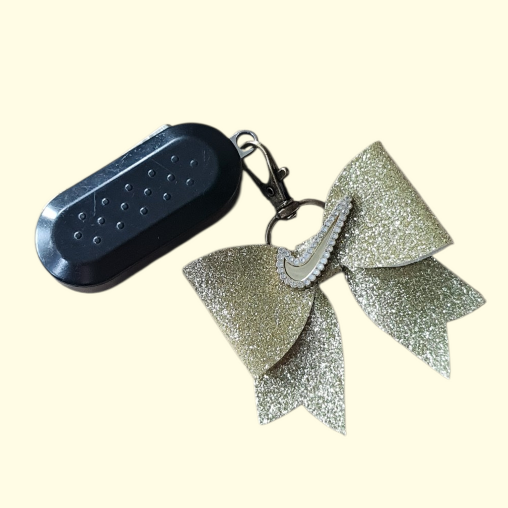 Soft Gold Glitter Gold Swoosh Bag Charm