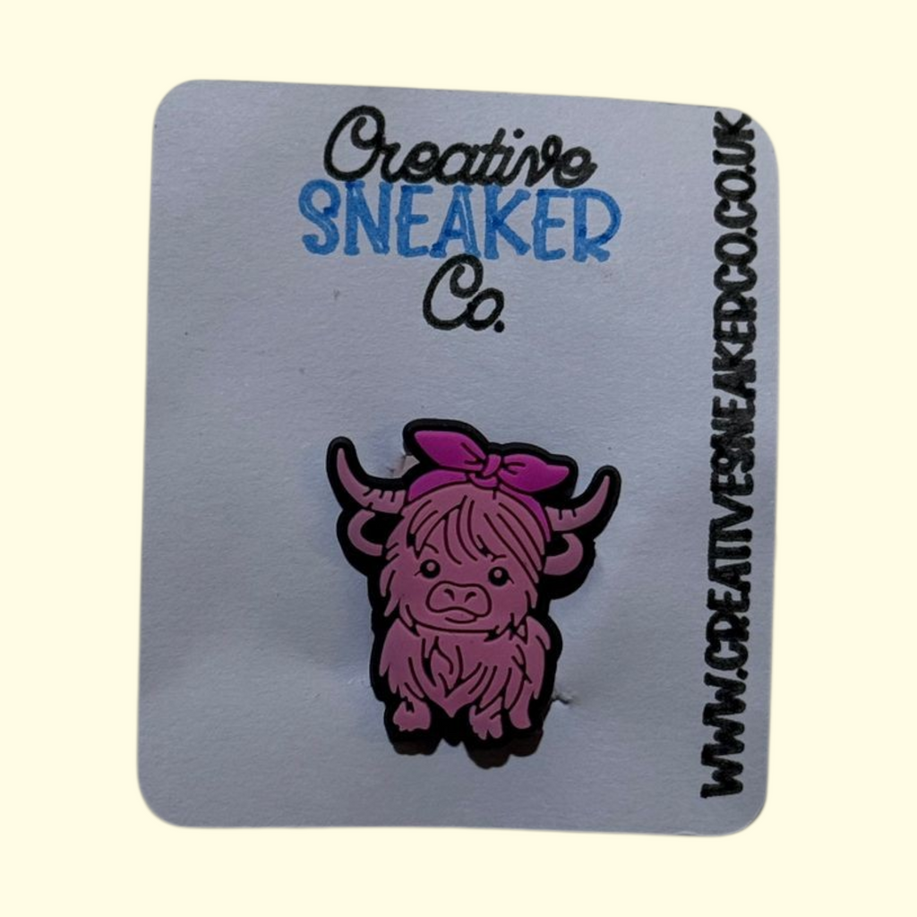 Highland Cow Pink Bow Straw Topper