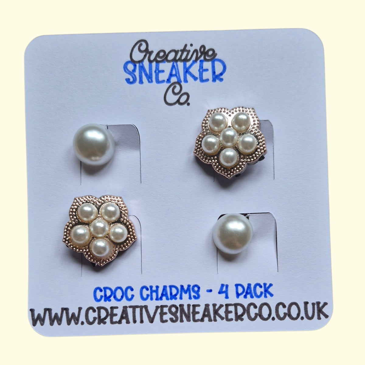 Gold Pearl Flower Crocs Charms x4