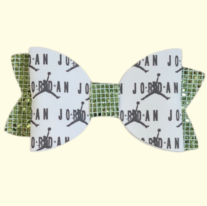 Jumpman Green Chunky Glitter Hair Bow