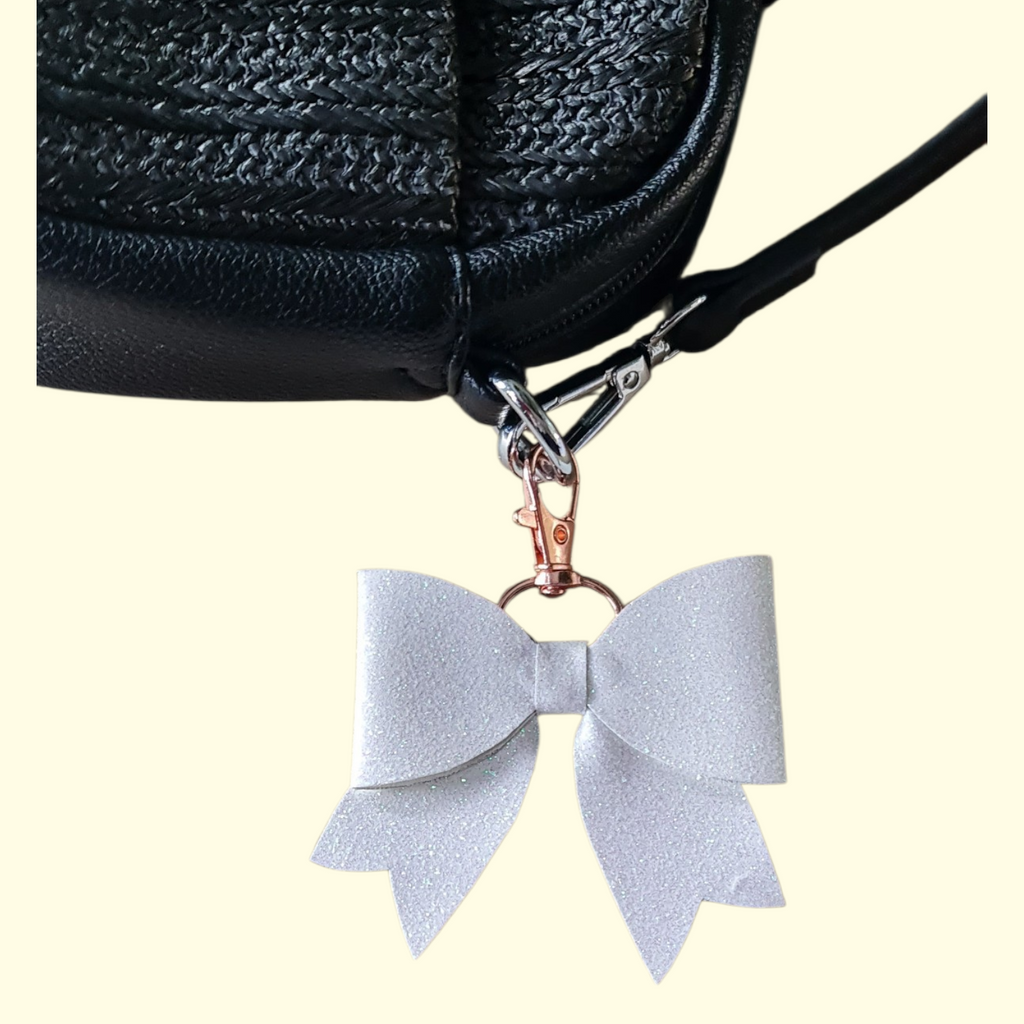 White Glitter Bag Charm