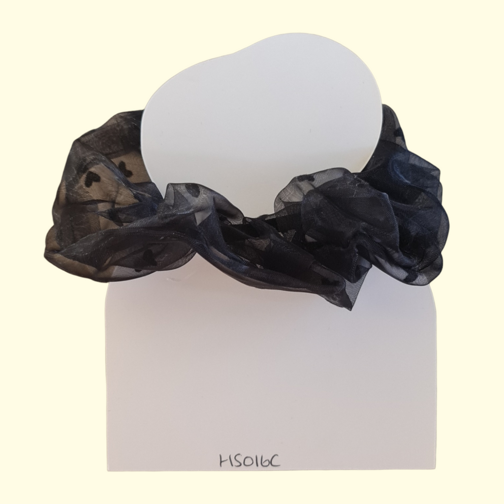 Puff Heart Black Hair Scrunchie