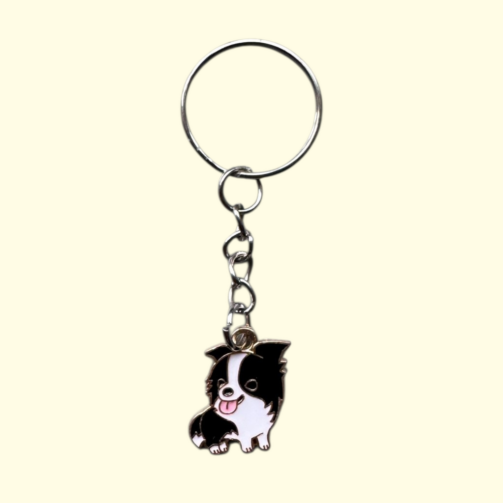 Dog Black and White Keyring