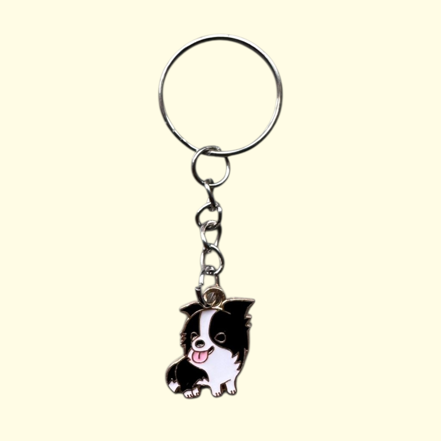 Dog Black and White Keyring