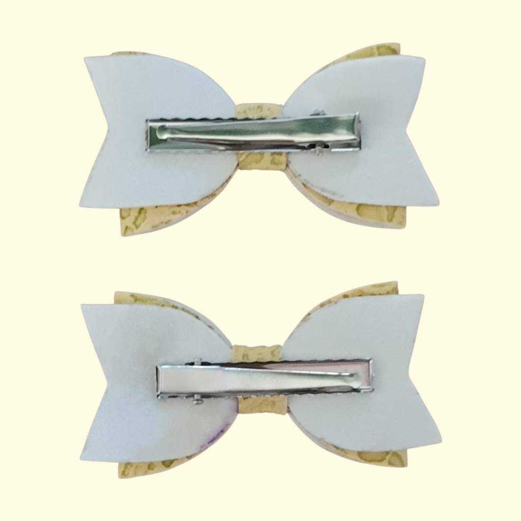 Lace Yellow Hair Bow x2