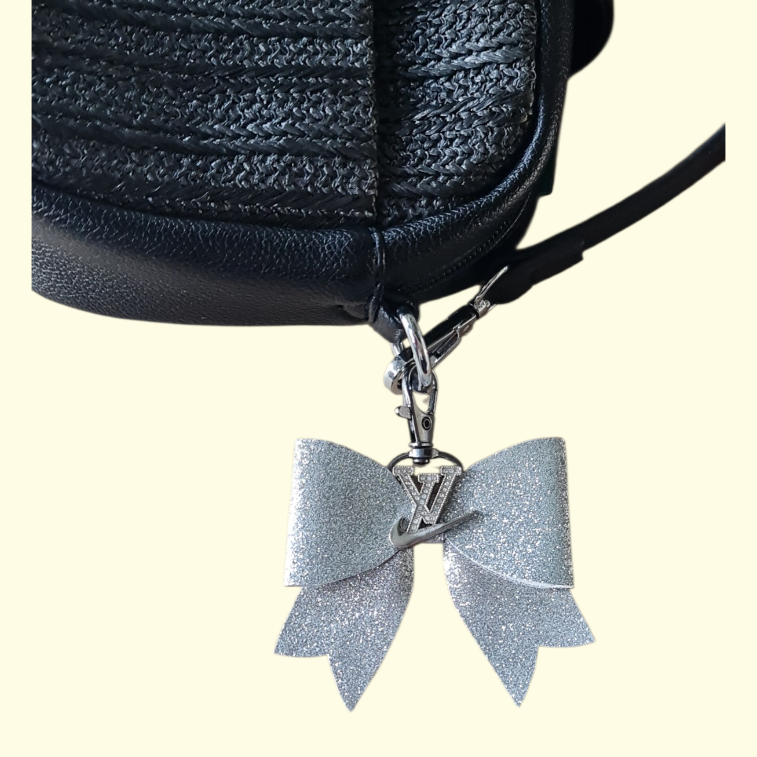 Silver Glitter Silver LV Swoosh Bag Charm
