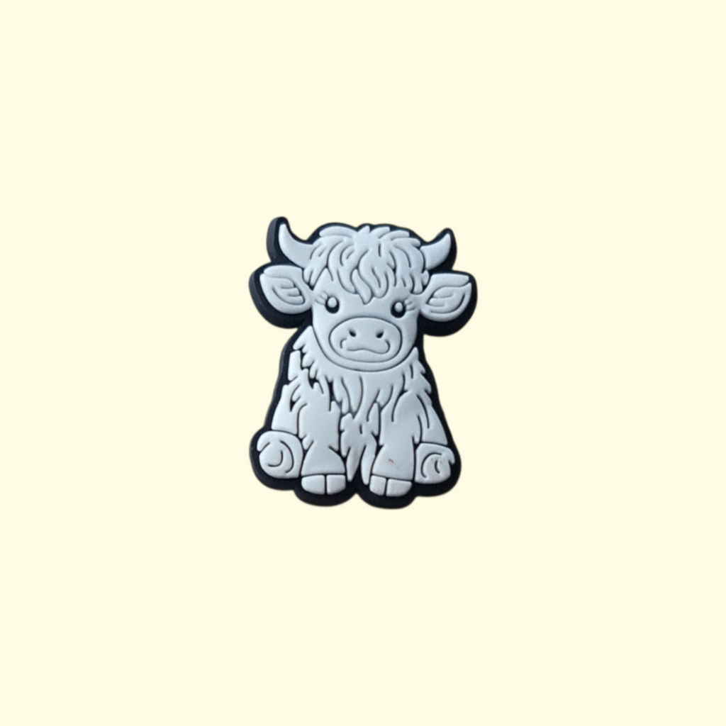 Highland Cows White Crocs Charms x4