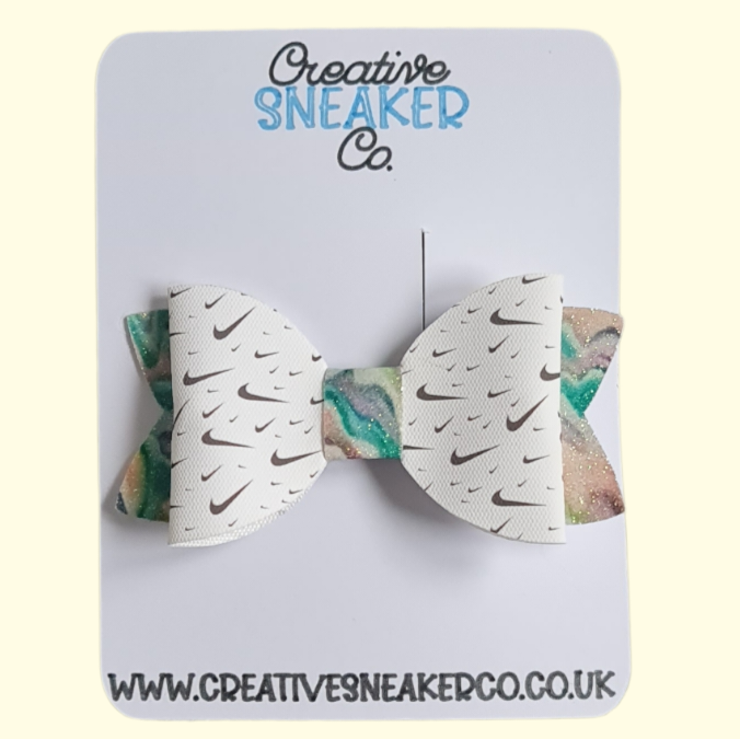 Swoosh Green Marble Hair Bow