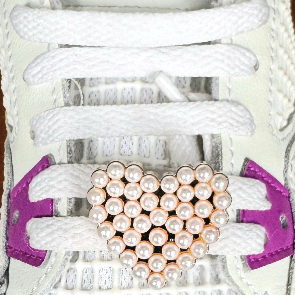 Gold Bling Pearl Heart Shoelace Charms