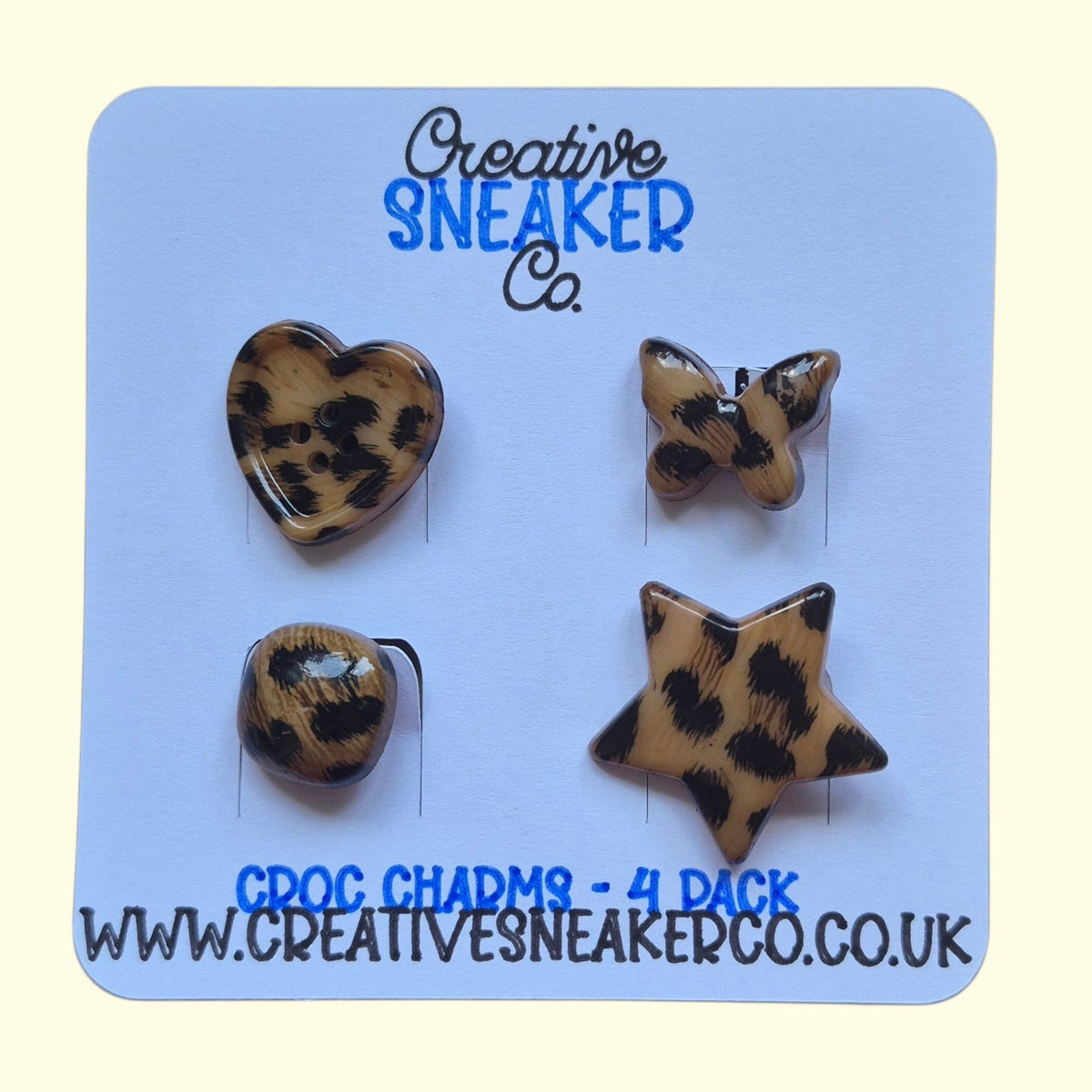 Leopard Print Star Bling Crocs Charms x4