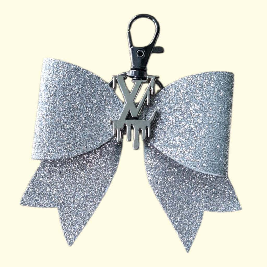 Silver Glitter Silver LV Drip Bag Charm