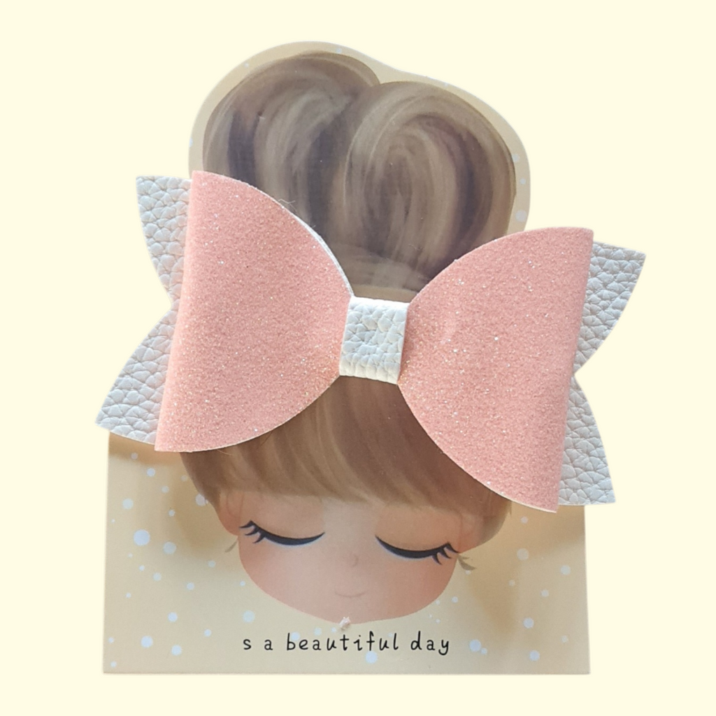 Peach Glitter Hair Bow