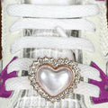 Gold Bling Pearl Heart Shoelace Charms