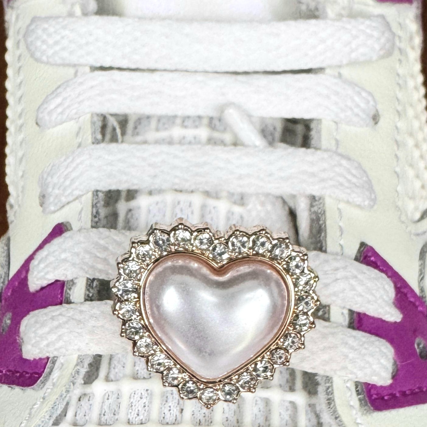 Gold Bling Pearl Heart Shoelace Charms