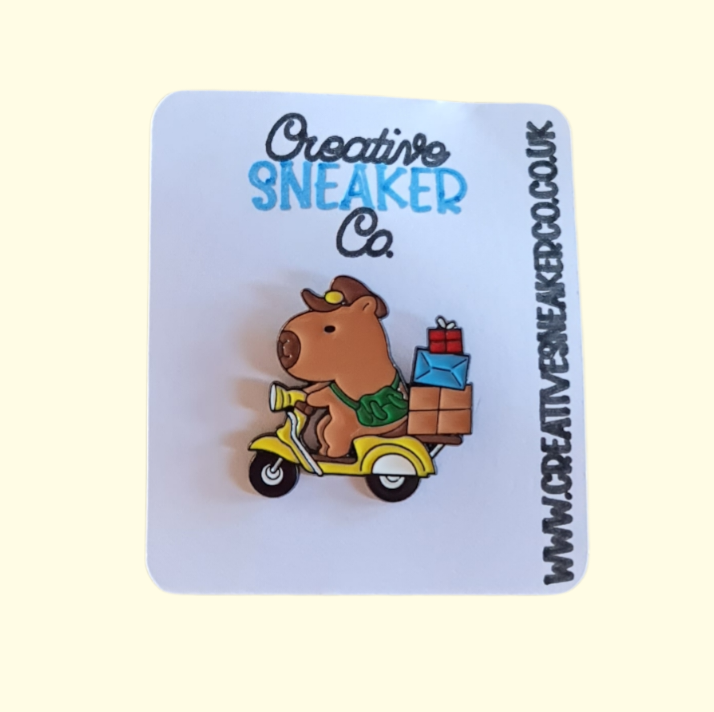 Capybara Moped Pin Badge