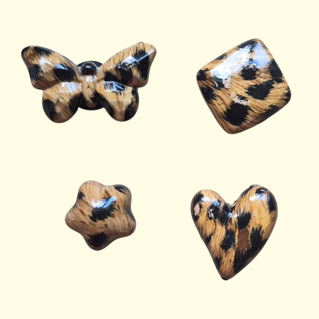 Leopard Print Butterfly Bling Crocs Charms x4