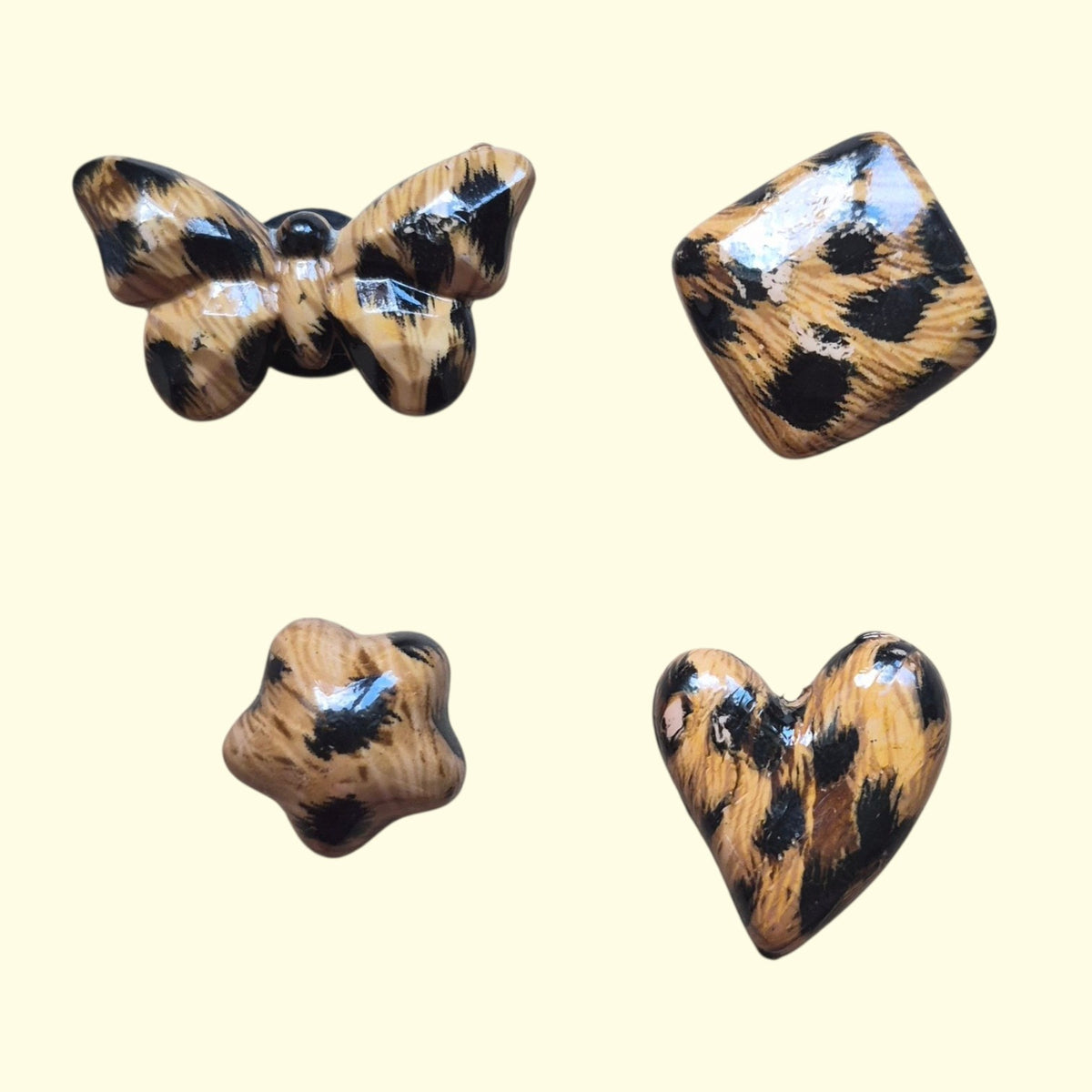 Leopard Print Butterfly Bling Crocs Charms x4