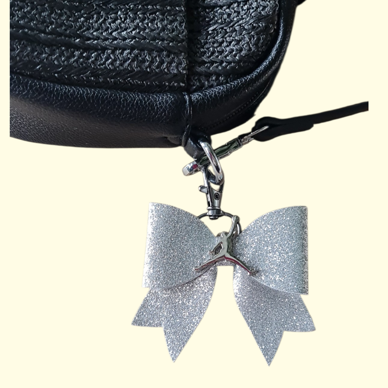 Silver Glitter Silver Jumpman Bag Charm