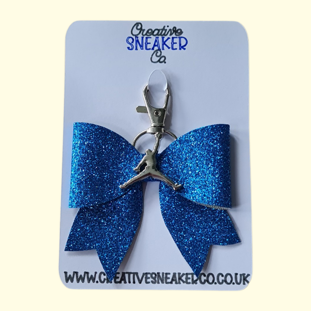 Navy Glitter Silver Jumpman Bag Charm