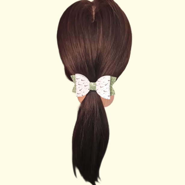Swoosh Chunky Green Glitter Hair Bow