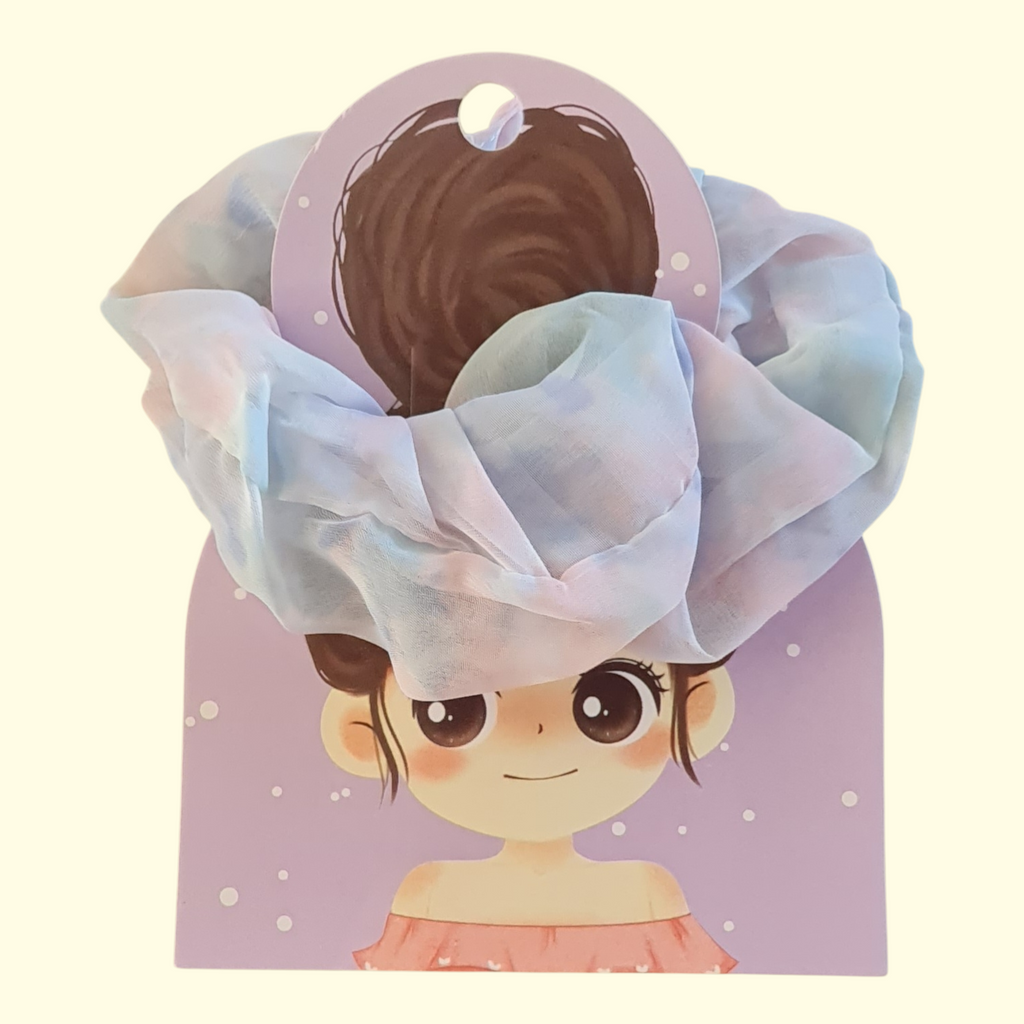 Puff Blue Print Hair Scrunchie