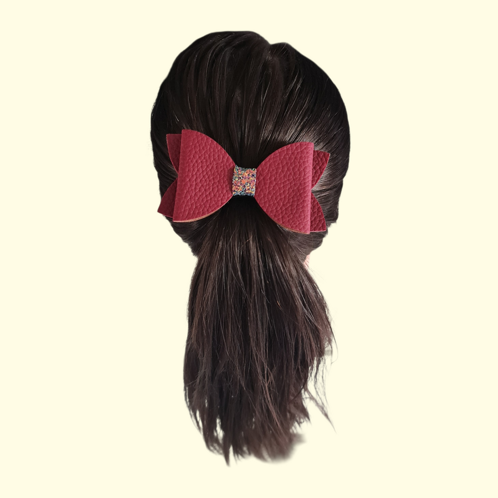 Wine Hair Bow