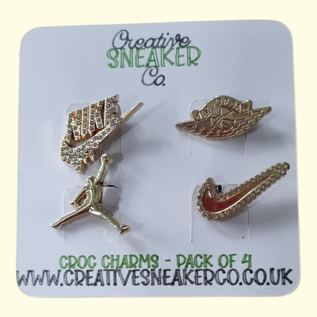 Gold Jumpman Bling Crocs Charms x4