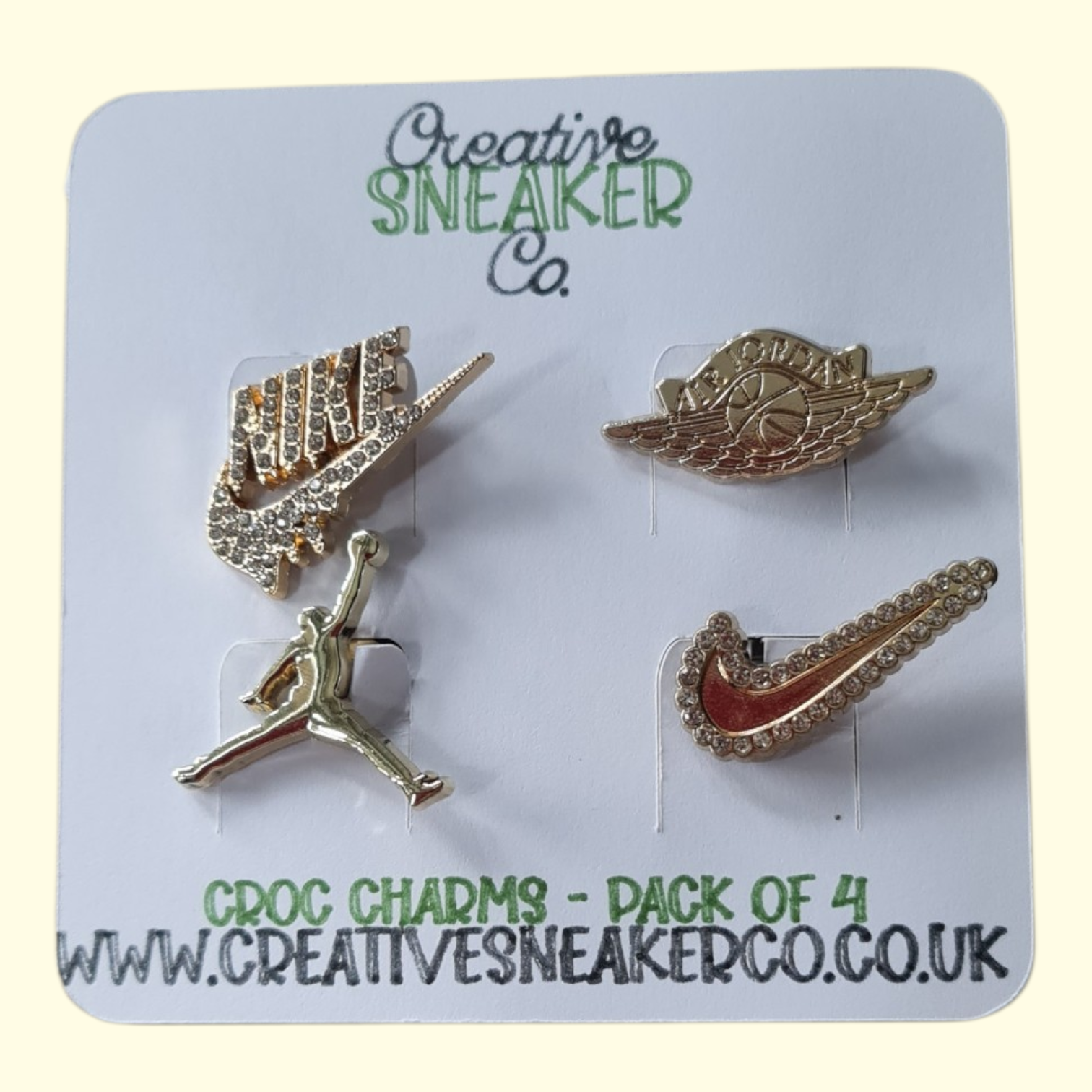 Gold Jumpman Bling Crocs Charms x4