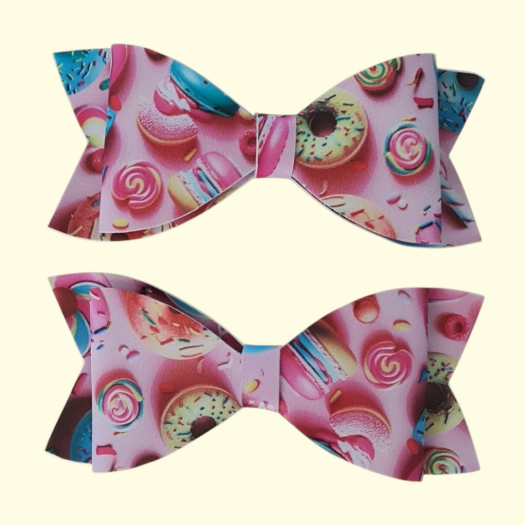 Donut Pink Hair Bow x2
