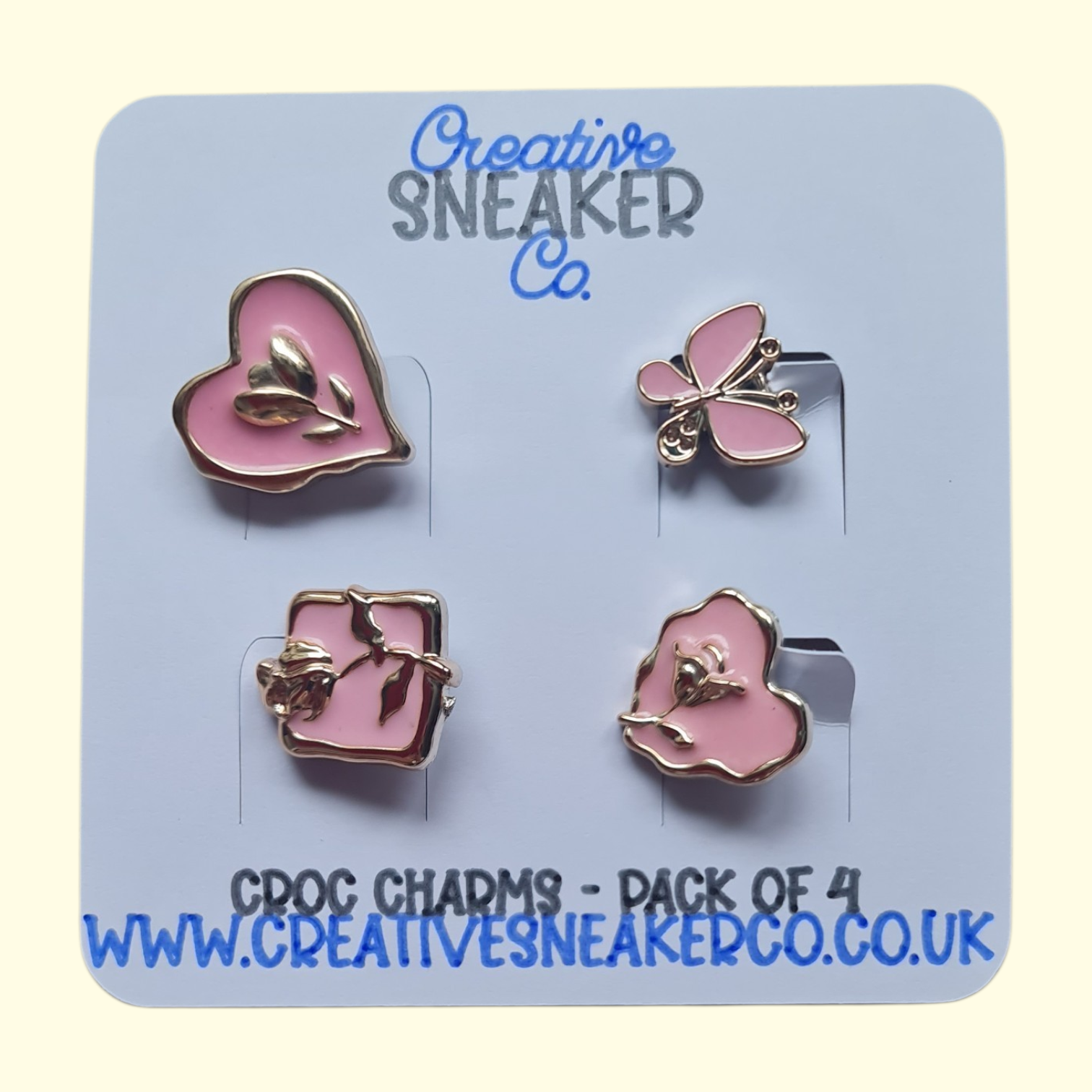 Pink Flower Bling Crocs Charms x4