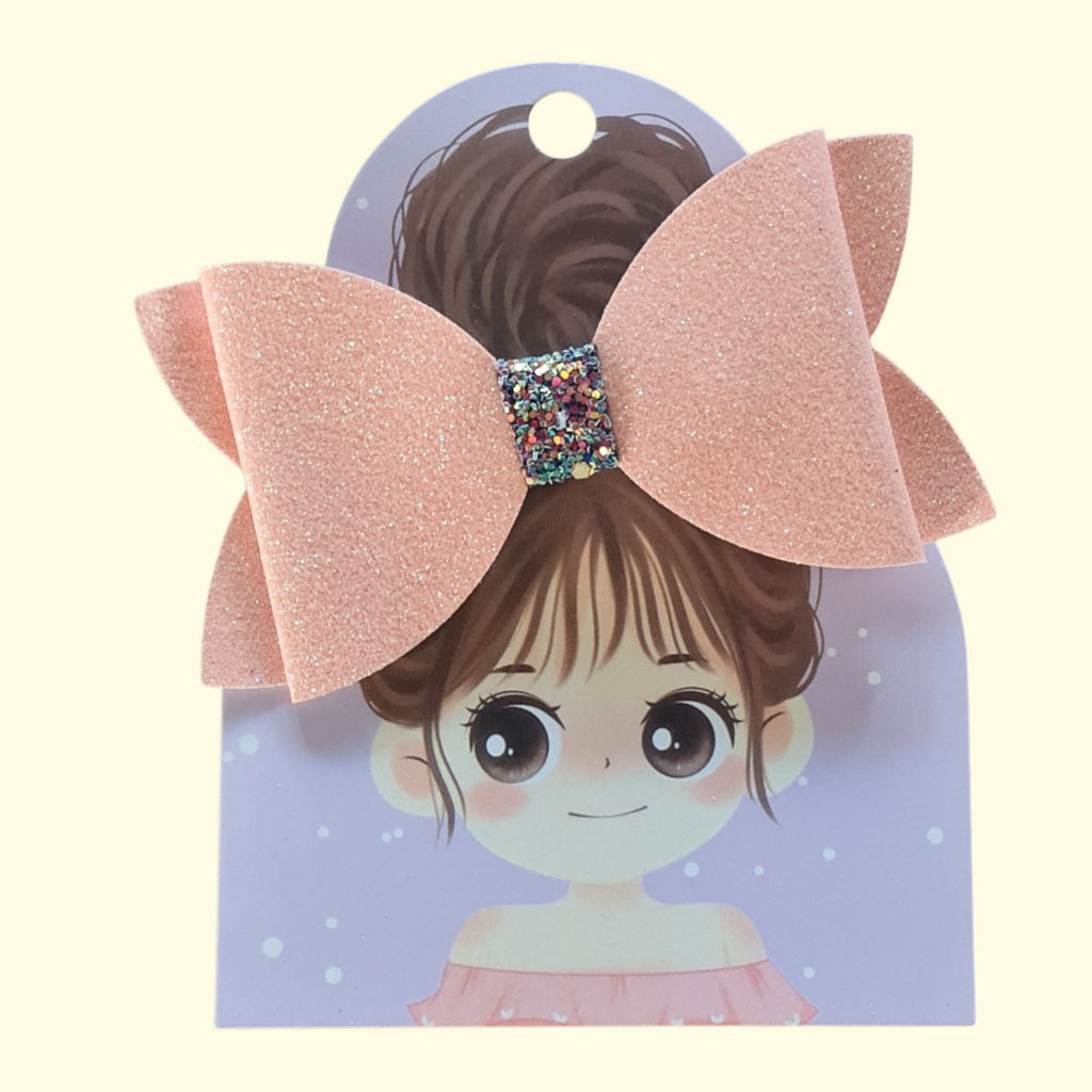 Peach Glitter Hair Bow