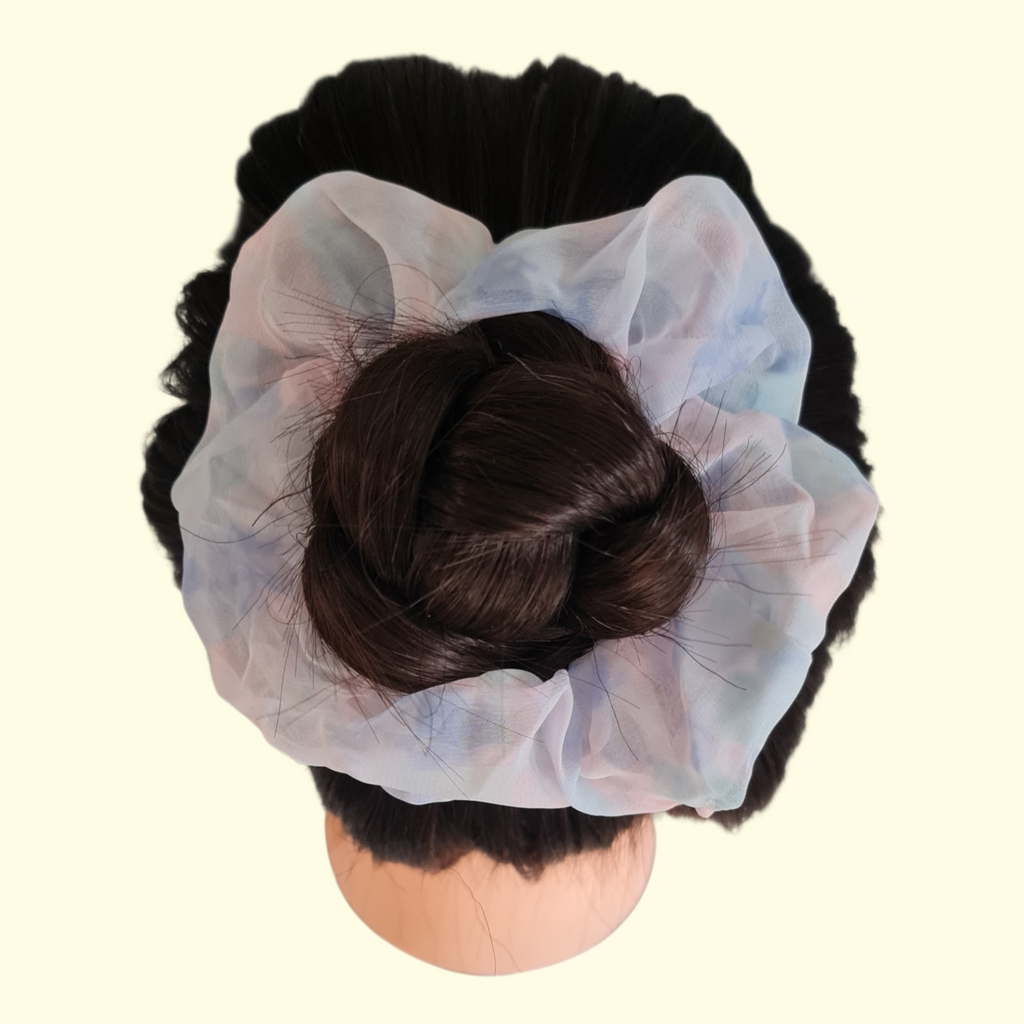 Puff Blue Print Hair Scrunchie